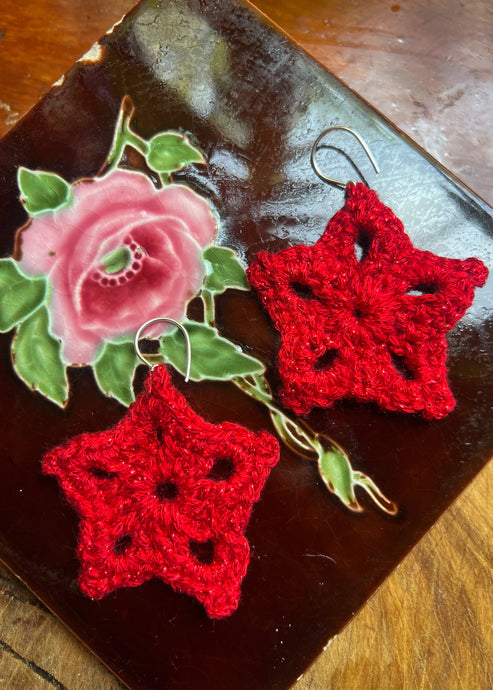 Large Red Star Earrings