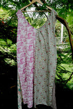 Load image into Gallery viewer, Heirloom fabric swing dress for everyday. Patchwork floral recycled fabric one size, plus size, vintage fabric dress 