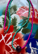 Load image into Gallery viewer, Fuschia, turquoise and amethyst talisman