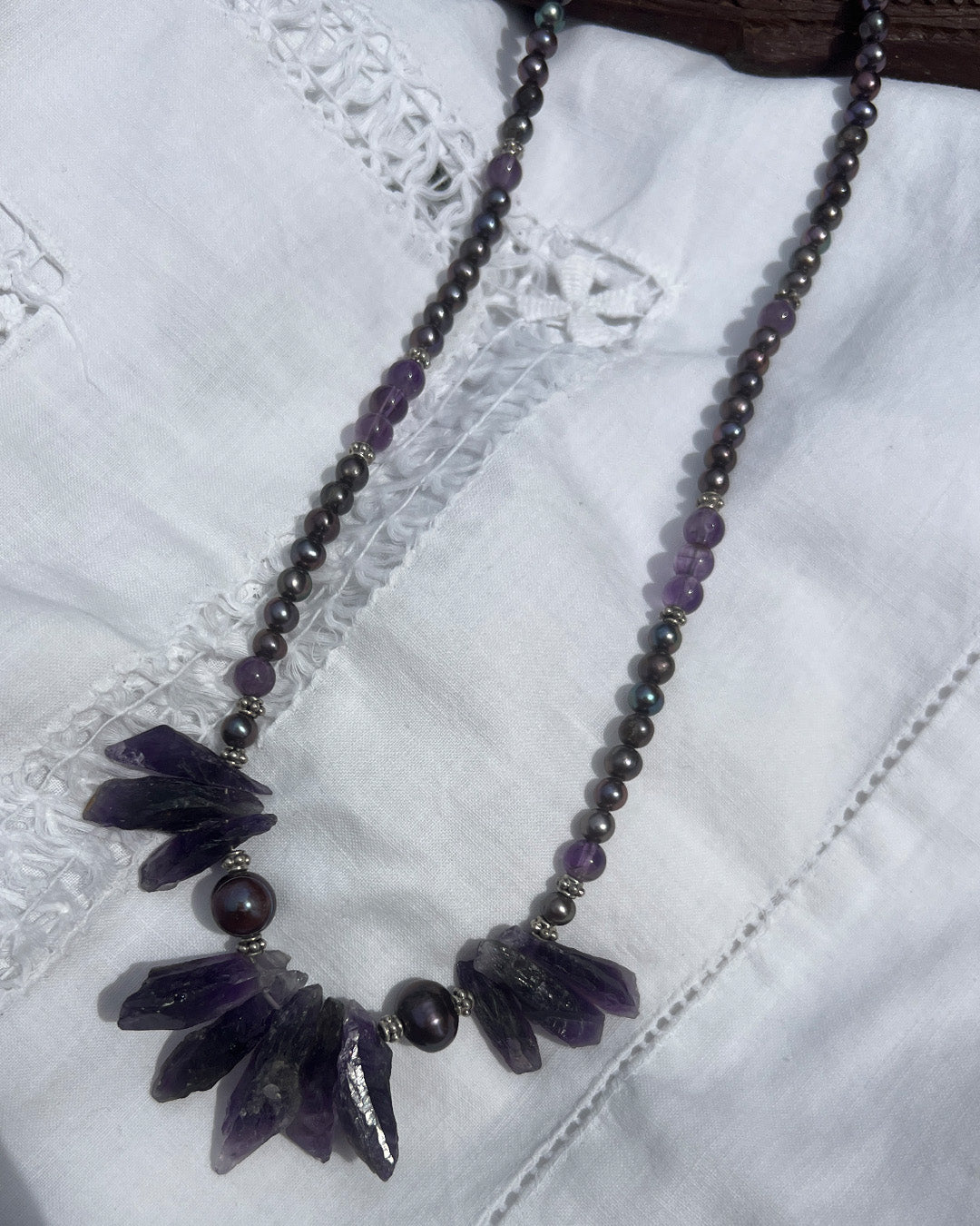Heirloom Amethyst Pearl Necklace Stack