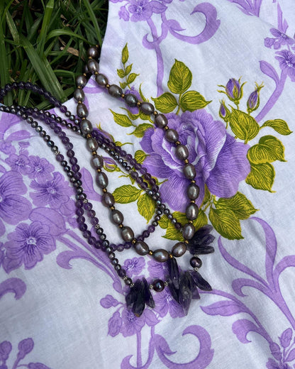 Heirloom Amethyst Pearl Necklace Stack