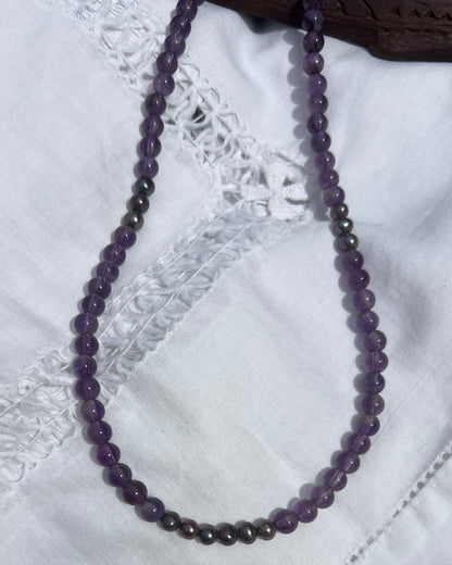 Heirloom Amethyst Pearl Necklace Stack