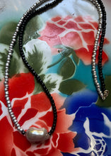 Load image into Gallery viewer, Silver, black and baroque pearl talisman