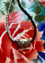 Load image into Gallery viewer, Silver, black and baroque pearl talisman