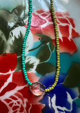 Load image into Gallery viewer, Turquoise, lime and quartz talisman