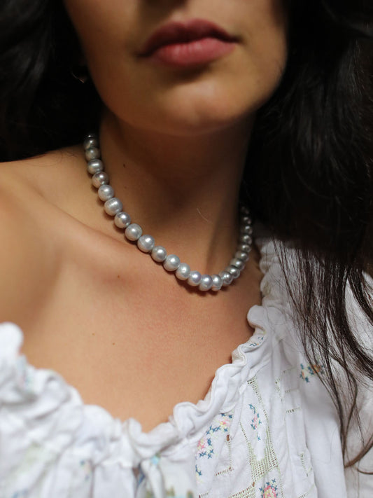 Celestial Silver Pearl Necklace
