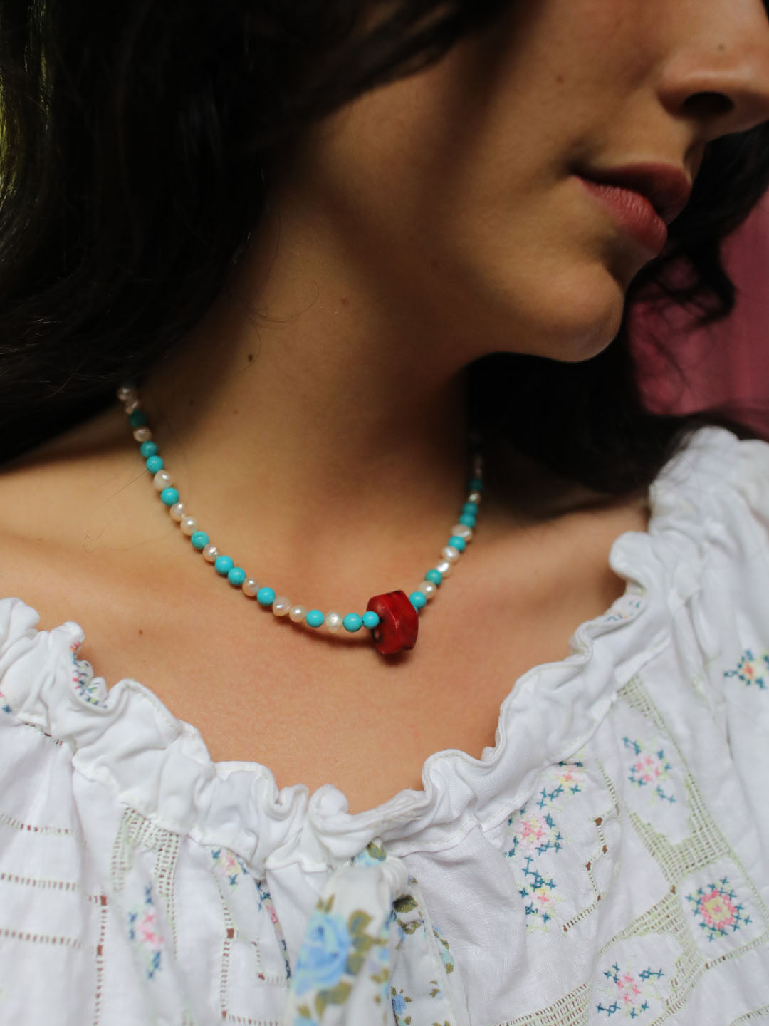 Red Coral Amulet Necklace