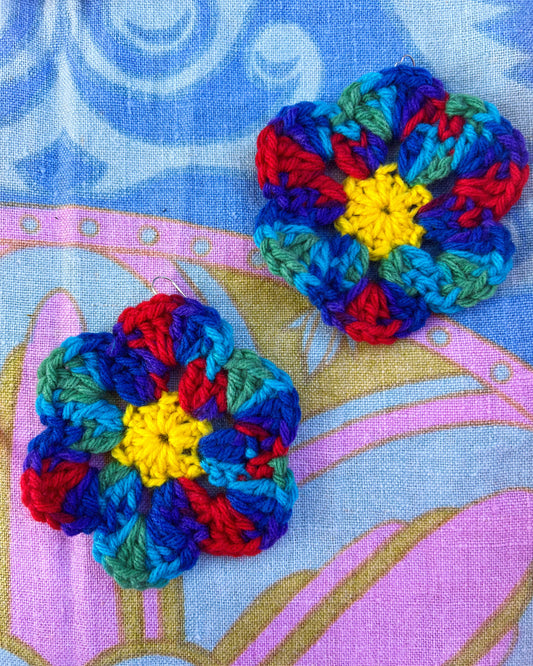 Rainbow Mandala Crochet Earrings