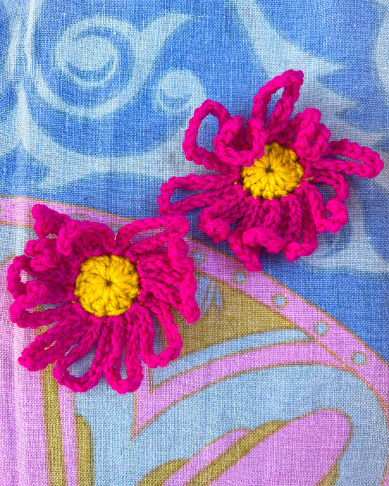 Fuschia Crochet Earrings