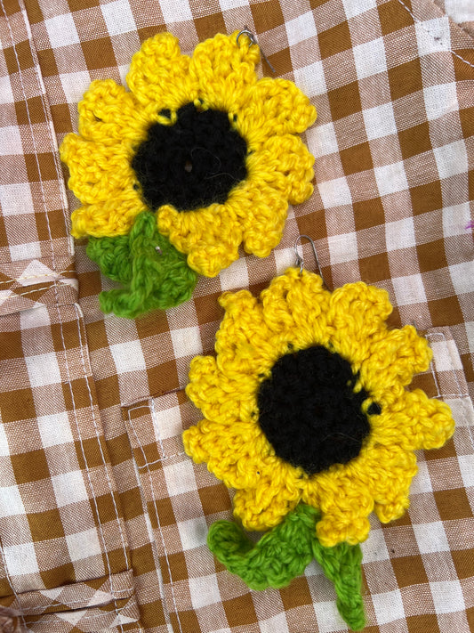 Sunflower Crochet Earrings